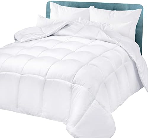  Oakias Comforter Queen White – Premium 350 GSM 3D Fillings Duvet Insert Box Design – Quilted Down Alternative Comforter With 8 Corner Side Duvet Loops – Machine Washable