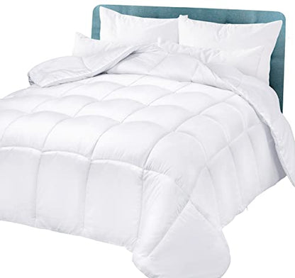  Oakias Comforter Queen White – Premium 350 GSM 3D Fillings Duvet Insert Box Design – Quilted Down Alternative Comforter With 8 Corner Side Duvet Loops – Machine Washable