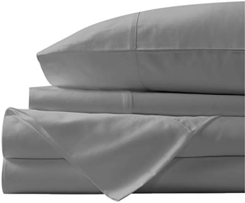  New York Mercado Super Soft, Elegant And Premium Quality, 100% Egyptian Cotton, Made In USA Italian Finish High TC, Long Stapled 4-pc Bedding Sheet Set With 21” Deep Pocket (Full, Elephant Grey)