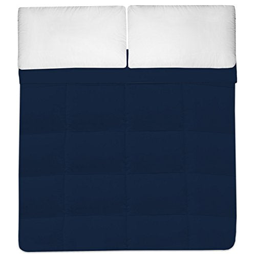  Down Alternative Polyester Comforter Box Stitch Microfiber Bedding - Queen, Navy