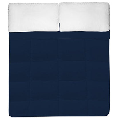  Down Alternative Polyester Comforter Box Stitch Microfiber Bedding - Queen, Navy