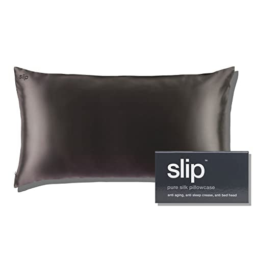 Slip Lip Silk King Pillowcase, Charcoal (20" X 36") - 100% Pure 22 Momme Mulberry Silk Pillowcase - Anti-Aging, Anti-BedHead, Anti-Sleep Crease