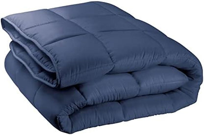  MDesign Twin All-Season Down Alternative Comforter - Quilted Duvet Insert Or Stand-Alone Comforter - Plush Microfiber Fill, Box Stitched - Machine Washable - Gray