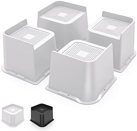  USION Bed Risers Oversized, 6 Inch Lift, Set Of 4 Furniture Risers, Up To 5000lbs, Table Riser, Risers For Bed Frame, Bed Height Risers, Bed Raiser, Bed Frame Riser, Desk Risers (White)