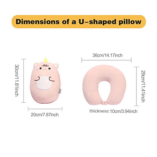 Stocaggio 2-in-1 Travel Pillow For Kids - Soft And Adorable Animals Plush That Converts Into A U-Shaped Neck Pillow For Ultimate Comfort During Airplane, Car, Train, Or Bus Trip - Unicorn