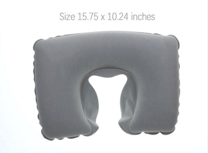  Inflatable Travel Pillow,U-Shaped JYSW Portable Airplane Pillow Multifunctional Neck And Head Support Lap Pillow For Airplanes Trains Buses And Office Napping With Eye Mask, Earplugs, Grey