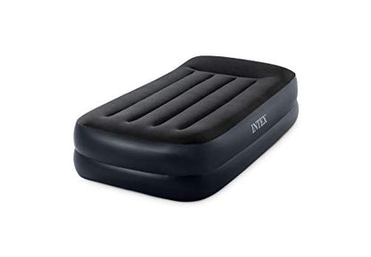Intex Comfort Plush Elevated Dura-Beam Airbed With Internal Electric Pump, Bed Height 22", Queen & Dura-Beam Standard Series Pillow Rest Raised Airbed W/Built-in Pillow & Internal Electric Pump, Twin