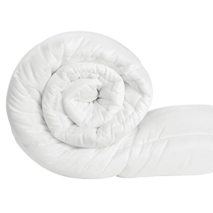  MDesign King All-Season Down Alternative Quilted Duvet Insert Or Stand-Alone Comforter - Plush Hypoallergenic Microfiber Fill, Box Stitched - Machine Washable - Optic White