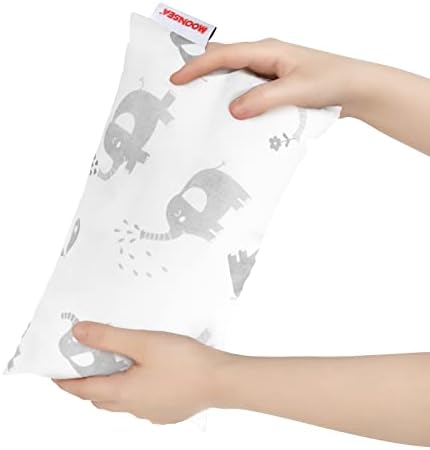 Small Pillow With Name Tag 2 Pack, 11" X 7" X 2.5" Mini Pillow For Preschool And Airplane Car Travel, Great Tiny Pillow For Baby Kids Neck, Back, Lumbar, Knee Gap And Dogs Daycare, Grey And Navy