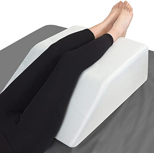  Leg Elevation Pillow With Memory Foam Top - Elevated Leg Rest Pillow For Circulation, Swelling, Knee Pain Relief - Wedge Pillow For Legs, Sleeping, Reading, Relaxing - Washable Cover (8 Inch)