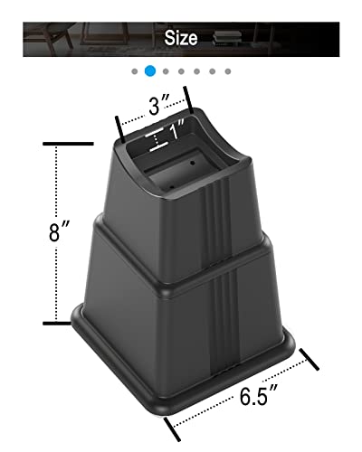  ZTON Adjustable Bed Furniture Risers Elevation In Heights 3", 5" Or 8" Heavy Duty Risers For Both Posts And Wheels Of Furniture Sofa Bed Couch Chair Table,Support Up To 3000 Lbs.(12 Pack,Black)
