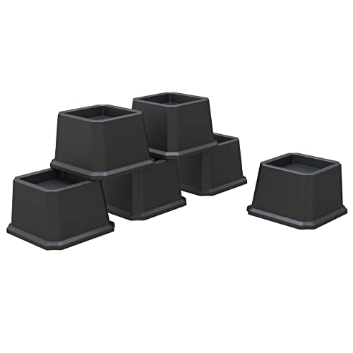  Whynonap Bed Risers 2 Inch Heavy Duty Bed Elevators, Set Of 6 Lifts Up 2000 Lbs Furniture Riser For Sofa And Table, Black