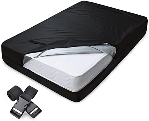  Mattress Bags For Moving, Twin Mattress Bags For Storage, Heavy Duty Mattress Bag With 8 Handles & Adjustable Straps, 100% Waterproof Mattress Cover For Moving, Reusable Thick Tarp, Black