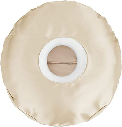  HapiPoppy Detachable Piercing Pillow With Silk Pillowcase, Easy To Clean Ear Pillow With Hole For Side Sleepers, Ear Pain, Head, Cnh, Pressure Sore | Washable Donut Smooth Guard Pillows Champagne