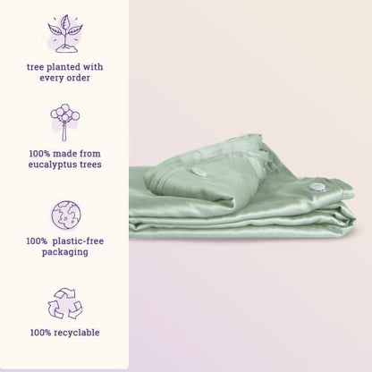  100% Eucalyptus Lyocell Duvet Cover - All-Season Soft, Cool & Cozy With Easy-to-Fasten Ties & Buttons - Down Alternative & Zero Static, King Sage