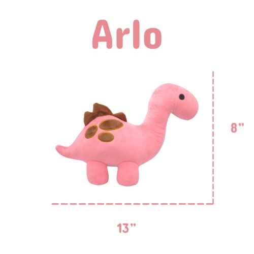 BHALOOZ Pink Cute Soft Dinosaur Stuffed Animal Plush Toy - Pillow Plushies For Children, Kids, Girls, Boys - Cuddly Kawaii Dino For Christmas, Birthdays, Party - ARLO