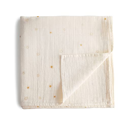  Mushie Muslin Baby Swaddle Blanket | 100% Organic Cotton (Sun)