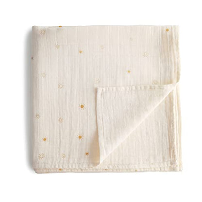  Mushie Muslin Baby Swaddle Blanket | 100% Organic Cotton (Sun)