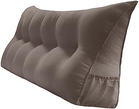  Peachwell Triangular Reading Bed Rest Pillow Large Bolster Cushion Headboard Backrest Wedge Pillow With Removable Cover And Two Large Side Pockets (Chalk Grey, Twin: 39 X 8 X 20 Inches)
