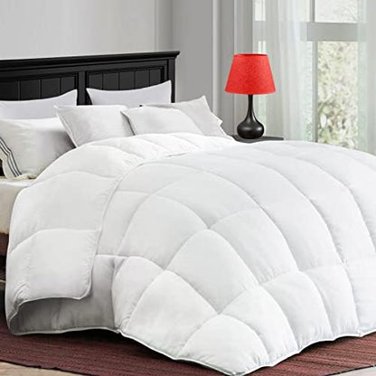  All Season Queen Comforter Cooling Down Alternative Quilted Duvet Insert With Corner Tabs,Winter Warm Hotel Comforter,Machine Washable-88 X 88 Inches,White