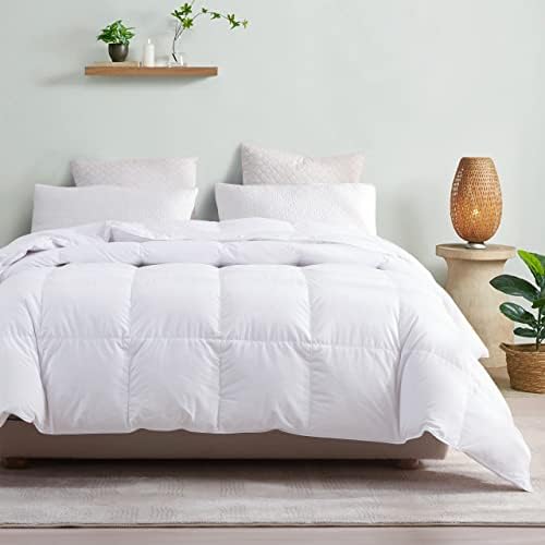  Down Comforter King Size-750 Fill Power-Fluffy Ultra Soft All Season Duvet Insert, Luxury Noiseless Fabric Reversible Colors-Lightweight 41 Ounce Fill (Gray,106”L X 90”W)