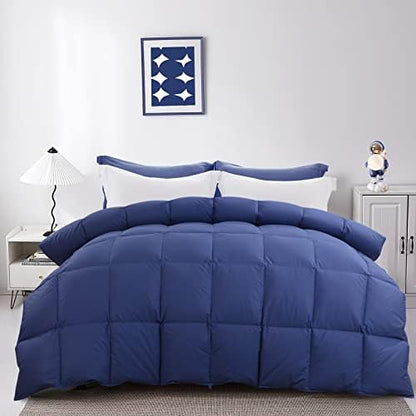  Feather And Down Comforter, Oversized King Comforter 120 X 120, White Extra Large Duvet Insert For All Season, 100% Cotton Cover Down Proof With Corner Tabs