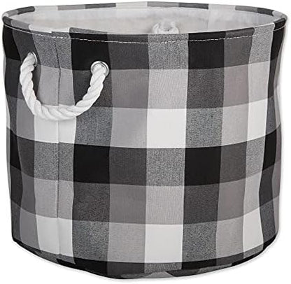  Buffalo Check Storage Collection Collapsible Bin With Handles, Medium Rectangle, 16x10x12, Red & Black
