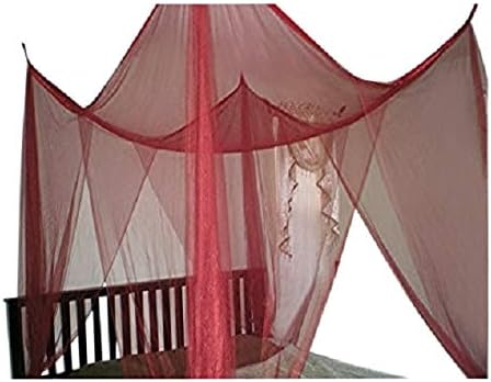  OctoRose 4 Poster Bed Canopy Netting Functional Mosquito Net, Red