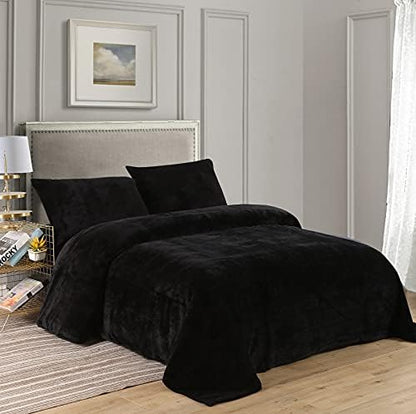  Cozy Fleece Comfort Collection Velvet Plush Sheet Set, Twin, Ivory, 1 Sheet Set