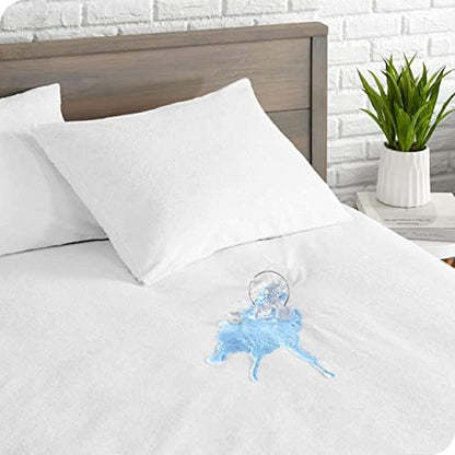  Queen Size Mattress Protector - Premium 100% Waterproof Mattress Protector - Vinyl Free - Cooling Mattress Protector (Queen, White)