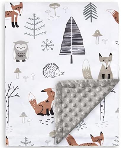  HOMRITAR Baby Blanket For Boys Girls Soft Plush Minky Blanket With Double Layer Dotted Backing For Toddler With Forest Foxes Multicolor Printed 30 X 40 Inch(75x100cm)