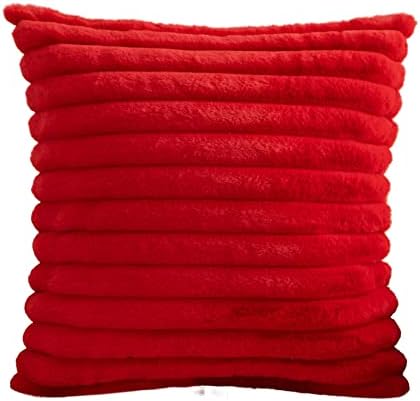  Hodeco Super Soft Decorative Throw Pillow Cover Double Side Faux Fur Comfy Wide Stripe Thick Fluffy Extra Plush Shaggy Cushion Cover For Couch Chair 100% Polyester, 1 Piece (18x18 Inches, Black)