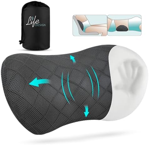  Life Design Lumbar Support Memory Foam Pillow – Lumbar Support Pillow For Office Chair – Lower Back Pain Relief – Great For Car Seat, Back Support, Computer Desk, Gaming Chair, Recliner Chair (Black)