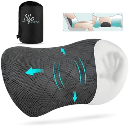  Life Design Lumbar Support Memory Foam Pillow – Lumbar Support Pillow For Office Chair – Lower Back Pain Relief – Great For Car Seat, Back Support, Computer Desk, Gaming Chair, Recliner Chair (Black)