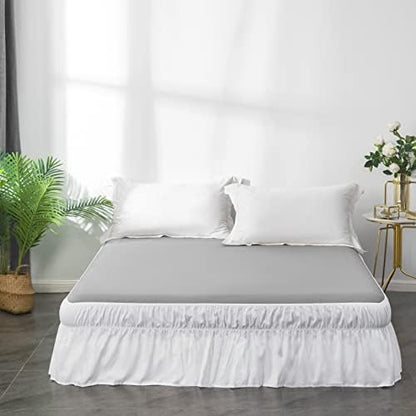  Bed Skirt Queen Size 15-16 Inch Drop Dust Ruffle Premium Soft And Cozy Brushed Microfiber Three Fabric Sides Wrap Around With Elastic No Top Easy On Queen/King Blush Pink