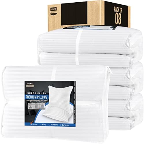  Pillows For Sleeping, Set Of 8, Cooling Hotel Quality, For Back, Stomach Or Side Sleepers (8, Queen)