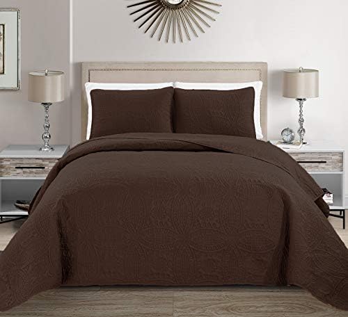  Linen Plus Collection 3 Pieces King/California King Over Size Embossed Coverlet Bedspread Set Solid Silver 118" X 106" New