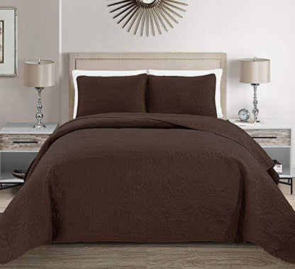  Linen Plus Collection 3 Pieces King/California King Over Size Embossed Coverlet Bedspread Set Solid Silver 118" X 106" New