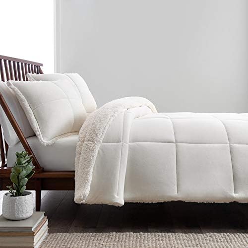  UGG 10265 Blissful Full-Queen Comforter Set Reversible Comforter And Pillow Shams Machine Washable Soft Cozy Bedding Queen Size Blanket Set For Bedroom Accents, Full/Queen, Snow