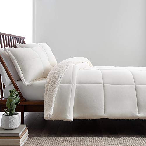  UGG 10265 Blissful Full-Queen Comforter Set Reversible Comforter And Pillow Shams Machine Washable Soft Cozy Bedding Queen Size Blanket Set For Bedroom Accents, Full/Queen, Snow