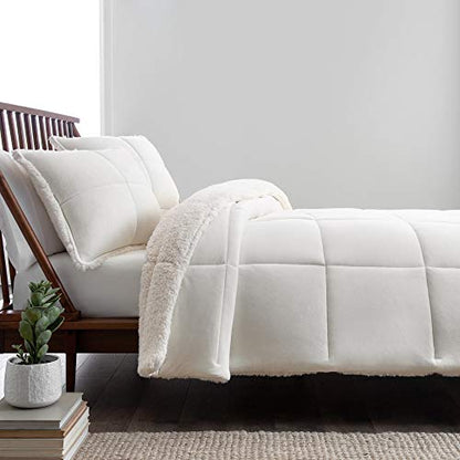  UGG 10265 Blissful Full-Queen Comforter Set Reversible Comforter And Pillow Shams Machine Washable Soft Cozy Bedding Queen Size Blanket Set For Bedroom Accents, Full/Queen, Snow
