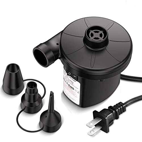  Electric Air Pump With 3 Nozzles, Portable Pump For Inflatables Couch, Pool Floats, Swimming Ring, Air Mattress Beds, Inflator/Deflator Pumps, 110V AC/60Hz 130W
