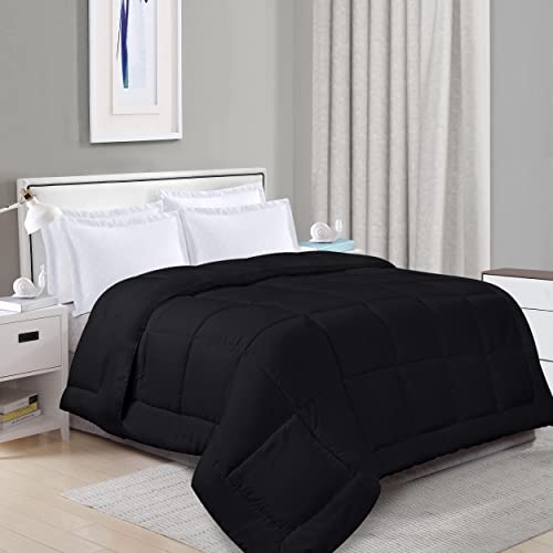  All Season Down Alternative Quilted Queen Comforter - Duvet Insert With Corner Tabs - Machine Washable - Bed Comforter - (Bulk Pack Of 6 - Black)
