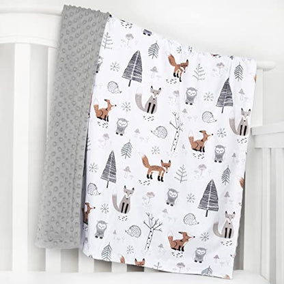  HOMRITAR Baby Blanket For Boys Girls Soft Plush Minky Blanket With Double Layer Dotted Backing For Toddler With Forest Foxes Multicolor Printed 30 X 40 Inch(75x100cm)