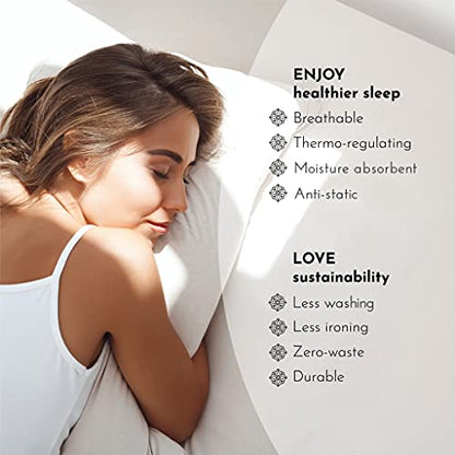  Queen Bamboo Pillow Cases - Bamboo Pillowcase Set Of 2, Bamboo Pillowcases Queen Size 2 Pack, Cooling Pillow Case 30x20 Zippered Pure 100% Viscose Hotel Quality