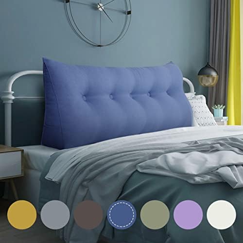  VERCART Triangular Headboard Wedge Pillow Daybed Pillows Bed Headboard Pillow Wedge Bed Rest Reading Pillow Gap Filler Triangle Back Cushion Lumbar Positioning Upholstered Linen Blend Grey Twin