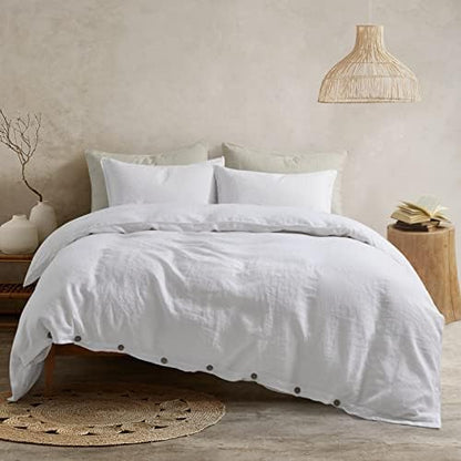  ATLINIA Bedding Duvet Cover Set Linen - 100% French Flax Washed Bed Sets Farmhouse Comforter Cover Set (1 Duvet Cover And 2 Pillow Shams) King Size Natural