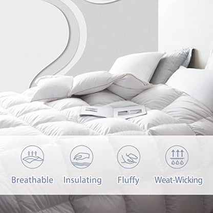  DREAMHOUR Feathers Down Comforter King Size Duvet Insert White,Soft Plush 100% Cotton Quilted Medium Warm Bed Comforter Insert With 8 Corner Tabs 106"x90"Inches