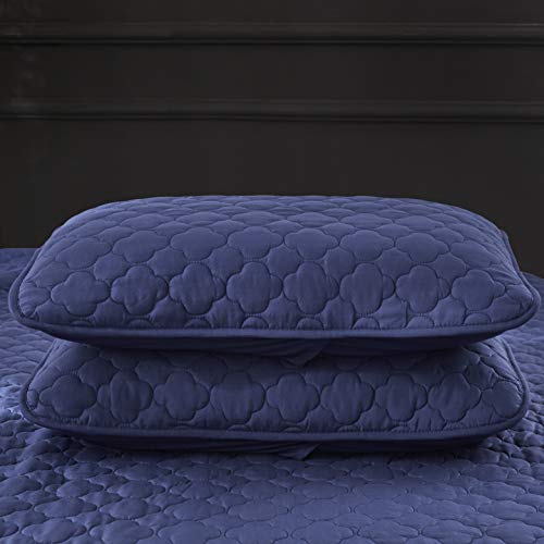  Oversize Queen Stitched Blue Color Quilted Flower Design Bedspread Coverlet 106 By 100 Inches Plus 2 Standard Shams 20 By 26 Inch Breathable Reversible, Home, Hotel,Motel, Rentals - 6.28 Lbs