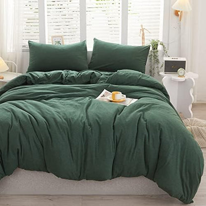  LIFETOWN 100% Jersey Knit Cotton Duvet Cover Set T-Shirt Feel Bedding Set Ultra Soft Wrinkle-Free (Beige, Queen)